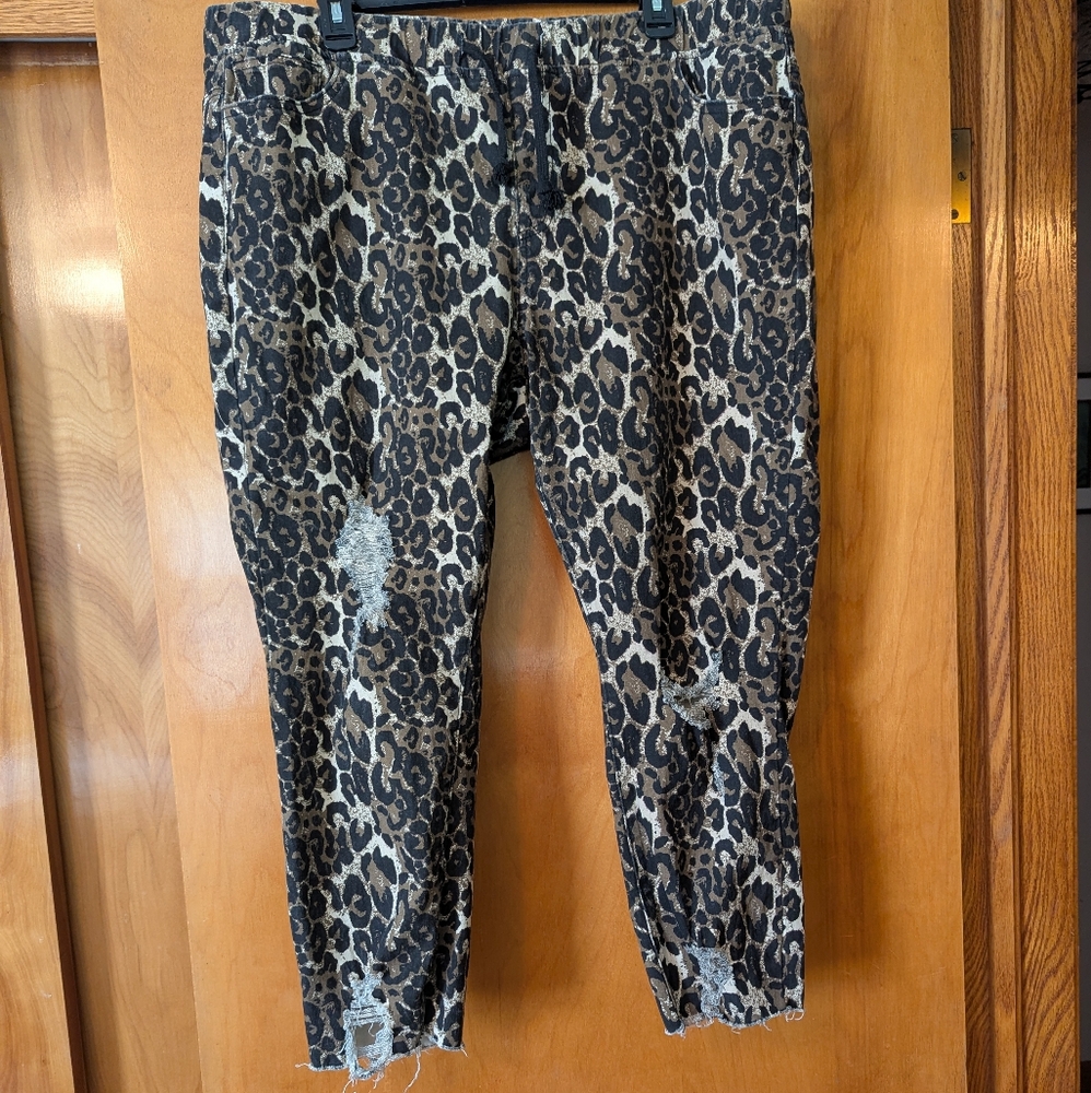 YMI Leopard Print Pull On Jeans